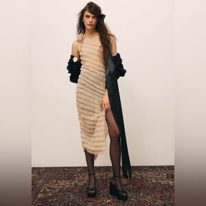 Kimchi Blue Sheer Ruffle Dress in Beige Size Large NWT